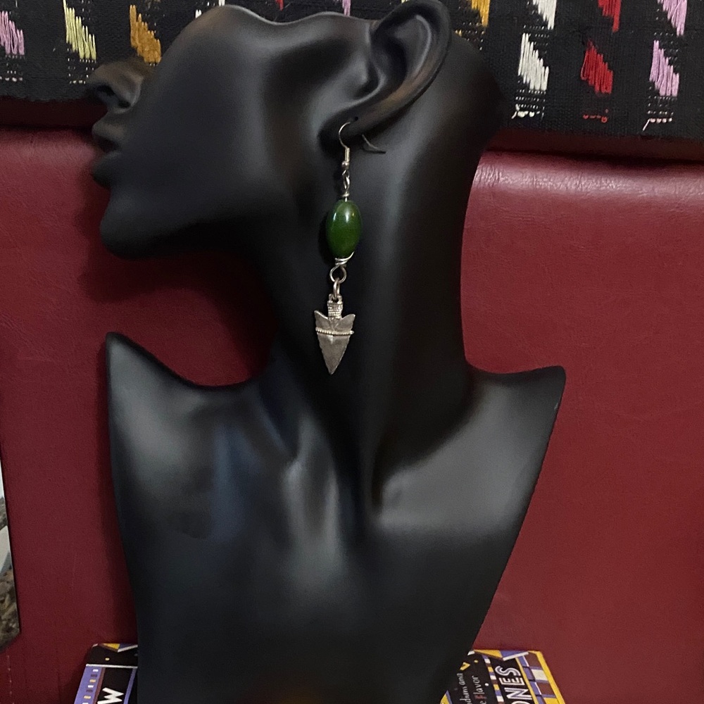 Elegant Green and Silver Dangle Earrings